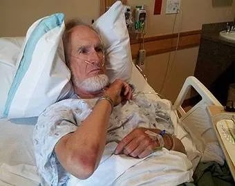 Everett Stadig, ativista pró-vida em recuperação hospitalar.