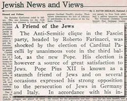 Uma imagem de um artigo do Jewish News and Views de 1939