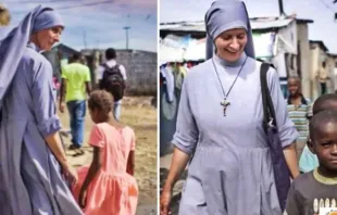 Irmã Paësie e crianças do Haiti.