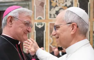 O arcebispo Andrés Carrascosa Coso com o papa Leão XIV.
