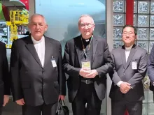 O núncio apostólico no Brasil, dom Giambattista Diquattro; o arcebispo-emérito de Belém, dom Alberto Taveira Corrêa; o secretário de Estado do Vaticano, cardeal Pietro Parolin; o arcebispo de Belém, dom Endi Julio Akamine; o bispo-auxiliar de Belém, dom Paulo Andreolli.