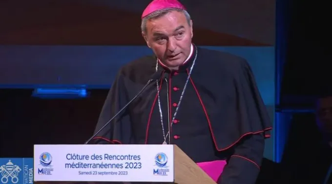 Dom Arjan Dodaj, Arcebispo de Tiranë-Durrës (Albânia) na sessão final dos “Encontros do Mediterrâneo” em Marselha (França). ?? 