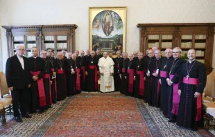 Bispos portugueses com o papa Francisco em visita ad limina, em maio de 2024