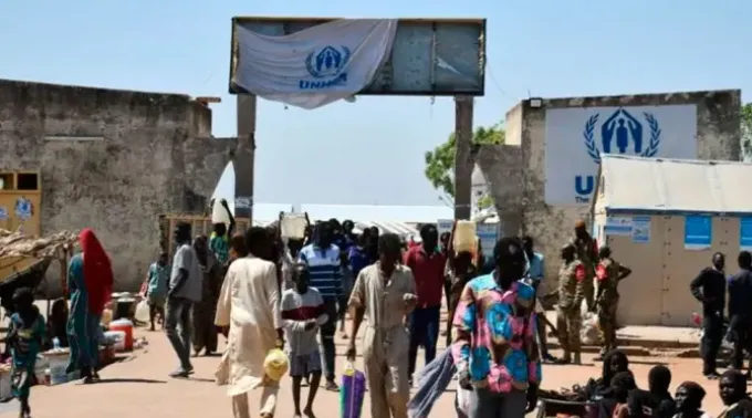 Acampamento de deslocados internos no Sudão do Sul. ?? 