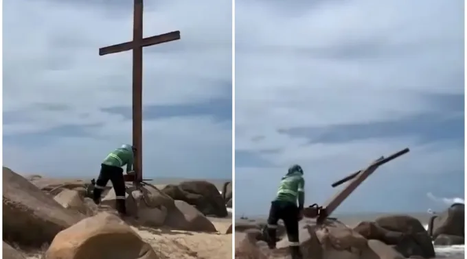 cruzeiro foi instalado na praia da Pedra do Sal, em Parnaíba