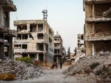 Devastação na cidade de Daraa.