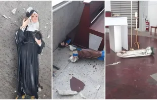 Imagens quebradas da paróquia santa Rita de Cássia, no bairro Praia do Canto, em Vitória (ES).