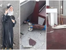 Imagens quebradas da paróquia santa Rita de Cássia, no bairro Praia do Canto, em Vitória (ES).