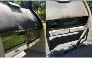 Velário do santuário de Schoenstatt - Tabor das Vocações incendiado ontem (15), por um homem