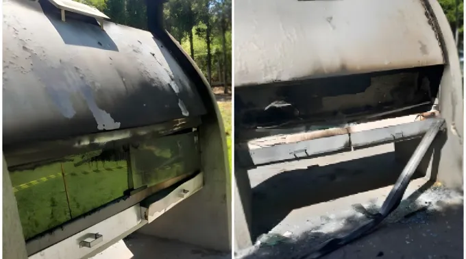 Velário incendiado do santuário de Schoenstatt