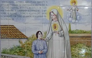 Azulejo sobre a aparição de Pontevedra