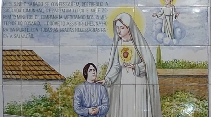 Azulejo sobre a aparição de Pontevedra