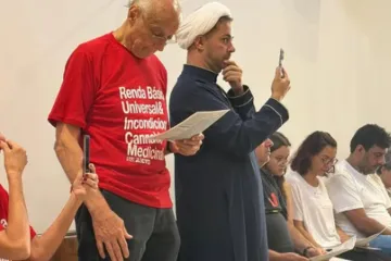 O deputado estadual Eduardo Suplicy (PT-SP) e o xeque muçulmano Rodrigo Jalloul