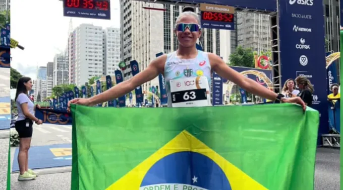 Núbia de Oliveira ao final da corrida