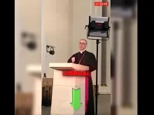 Imagem do vídeo do suposto  “padre Fernando Lisboa”, vestido de bispo na divulgação da “oração sagrada de santo Antônio”.