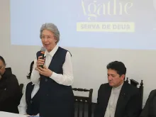 A superiora-geral das Religiosas da Instrução Cristã, irmã Eulalia Maria; o arcebispo de Olinda e Recife, dom Paulo Jackson; o bispo auxiliar, dom Josivaldo Barbosa e o postulador da causa, frei Jociel Gomes na cerimônia do processo de beatificação e canonização de madre Agathe Verhelle