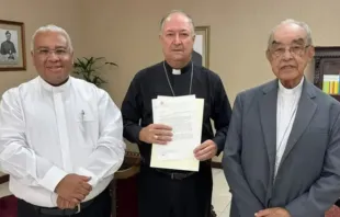 Padre Rivelino Nogueira, dom Joaquim Wladimir Lopes Dias e dom Benedito Beni dos Santos