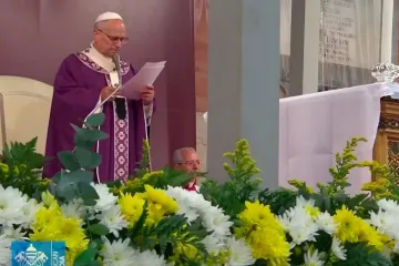 O papa Leão XIV na missa pelos fiéis defuntos em Roma.