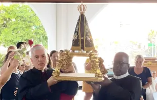 A imagem peregrina de Nossa Senhora Aparecida foi levada a catedral Santa Cruz pelo bispo de Rondonópolis-Guiratinga, dom Maurício Jardim e pelo missionário redentorista, padre Vanderlei Santos