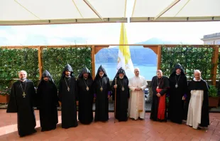 O papa com a delegação na grande sacada da Villa Barberini.