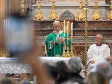 Papa Leão XIV na missa.