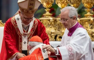 O papa Leão XIV impõe o pálio a um de 54 arcebispos na solenidade de são Pedro e são Paulo na basílica de São Pedro