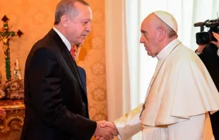 Presidente da Turquia, Recep Tayyip Erdoğan, e papa Francisco.