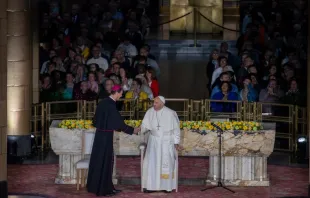 Papa Francisco durante seu encontro com bispos e religiosos da Bélgica