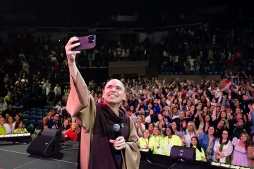 Frei Gilson no Congresso da Obra de Maria no DCU Center em Worcester, Massachussetts, EUA.