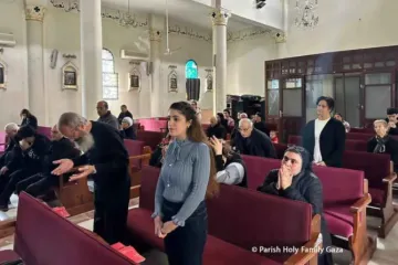 Celebração da Missa na Paróquia Sagrada Família de Gaza.