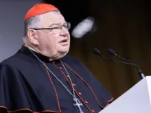 O cardeal tcheco Dominik Duka discursa no 52° Congresso Eucarístico Internacional em Budapeste, Hungria, em 10 de setembro de 2021.