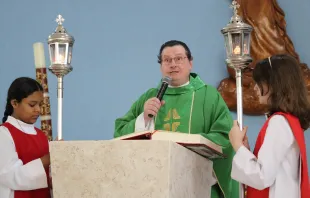 Padre Telmo José Amaral de Figueiredo em missa celebrada no dia 8 de setembro.