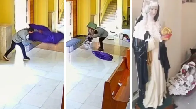 Homem invade igreja e quebra as imagens do Bom Jesus e de santa Edwiges da paróquia Bom Jesus das Oliveiras. ?? 
