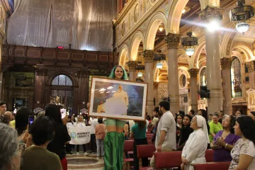 Chegada da Caminhada Pelos Mártires da Casa Comum à Basílica Nossa Senhora de Nazaré, em Belém (PA).