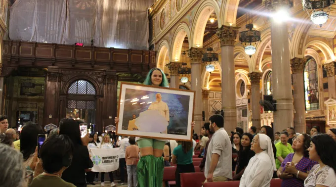 Chegada da Caminhada Pelos Mártires da Casa Comum à Basílica Nossa Senhora de Nazaré, em Belém (PA). ?? 