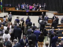 Sessão deliberativa da Câmara dos Deputados em 22 de outubro, que aprovou o requerimento de urgência da criação da bancada cristã.