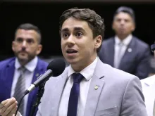 O deputado federal, Nikolas Ferreira na Câmara dos Deputados, em Brasília (DF)