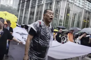 Jimmy Lai em um protesto em Hong Kong.