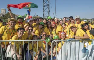 Voluntários na JMJ Lisboa 2023.