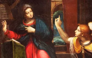 A anunciação do Arcanjo Gabriel à Virgem Maria.