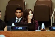 Lila Rose, presidente e fundadora do Live Action durante discurso na sede da ONU.