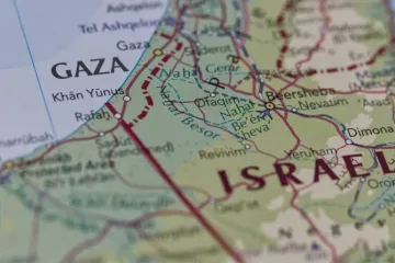 Mapa da Faixa de Gaza e de Israel.