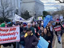 Manifestantes pró-vida na Marcha pela Vida em Washington D.C., 20 de janeiro de 2023.