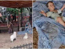 A imagem do menino Jesus estava presa em um fio de náilon quando ocorreu o furto