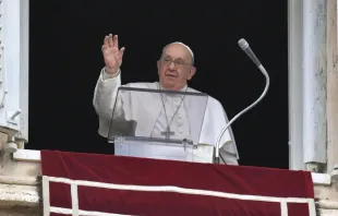 O papa Francisco reza o ângelus da janela do Palácio Apostólico hoje (7)
