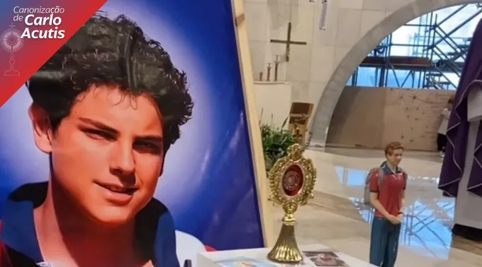 Relíquia de primeiro grau de Carlo Acutis, futuro santo millennial que será canonizado dia 27 de abril, em Roma durante o Jubileu dos Adolescentes.
