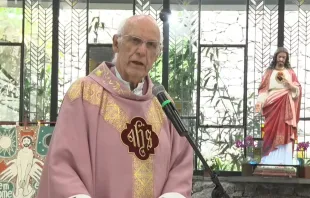 Padre Júlio Lancellotti na missa de 14 de dezembro, a última transmitida ao vivo