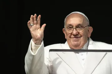 Papa Francisco cumprimenta durante o Ângelus de 8 de dezembro.