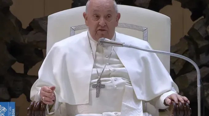 Papa Francisco durante a Audiência Geral de 28 de fevereiro de 2024. ?? 