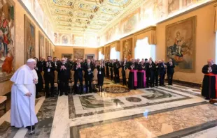 Papa Francisco durante a audiência com a delegação das universidades católicas hoje (19)